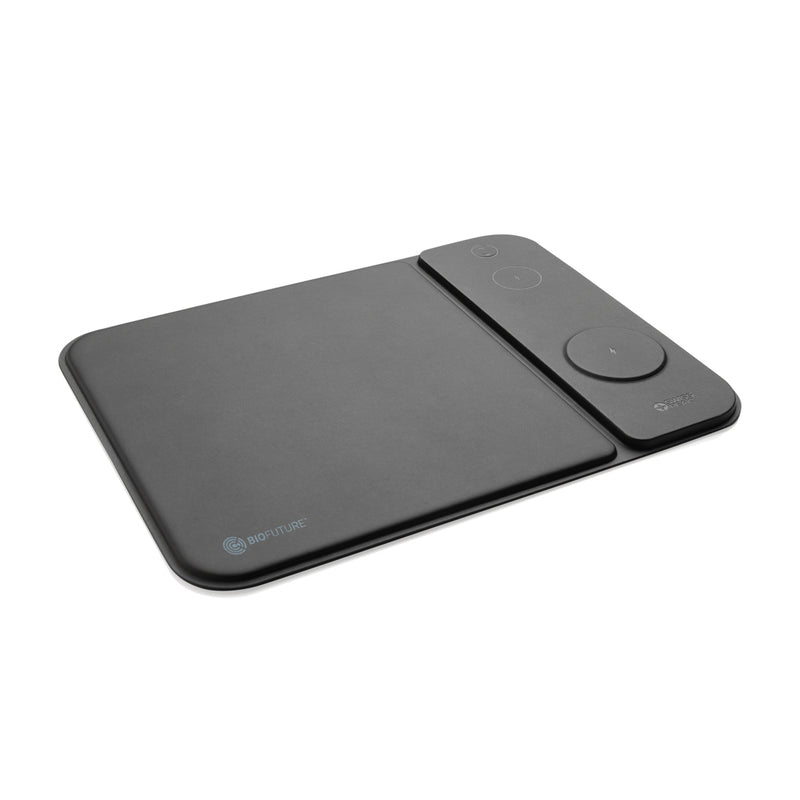 Load image into Gallery viewer, Swiss peak RCS recycled PU 15W 3 in 1 charging mousepad - Custom Wood Designs
