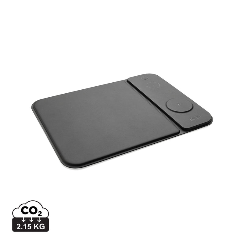 Load image into Gallery viewer, Swiss peak RCS recycled PU 15W 3 in 1 charging mousepad - Custom Wood Designs
