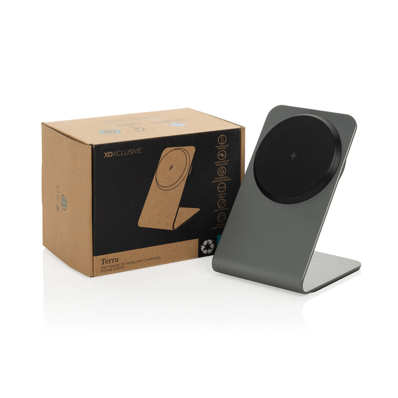 Load image into Gallery viewer, Terra aluminium 15W magnetic wireless charging phone stand - Custom Wood Designs Terra aluminium 15W magnetic wireless charging phone stand
