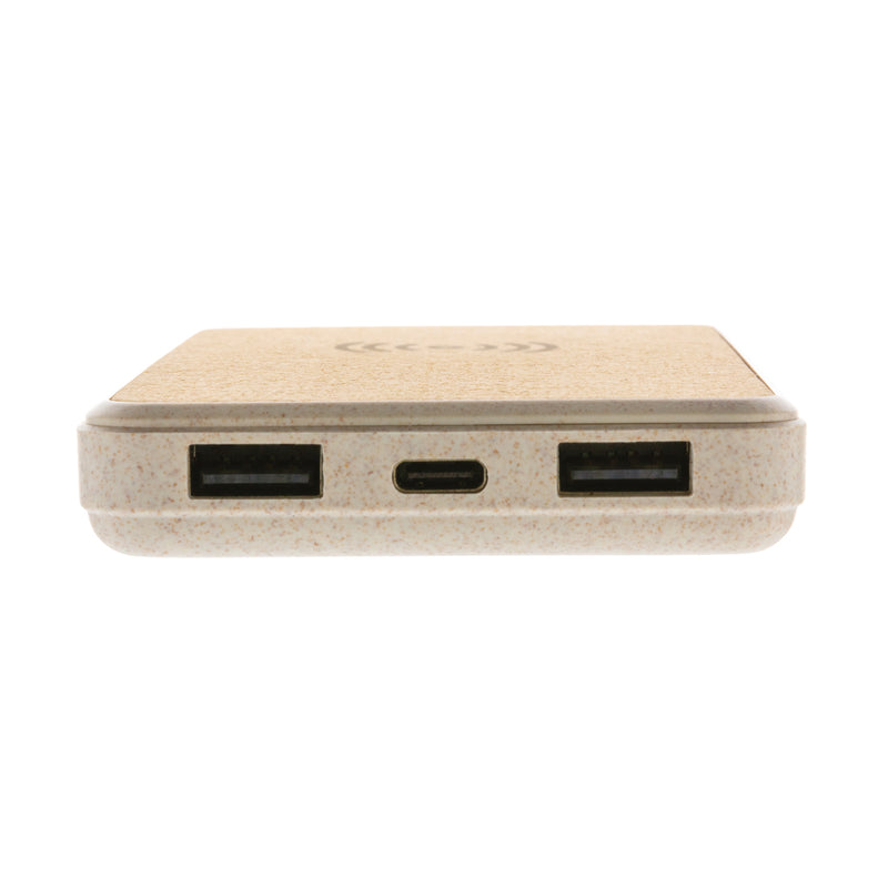 Load image into Gallery viewer, Cork and Wheat Straw 8.000 mAh 5W wireless powerbank - Custom Wood Designs
