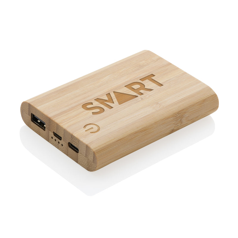 Load image into Gallery viewer, Bamboo 5.000 mAh powerbank - Custom Wood Designs
