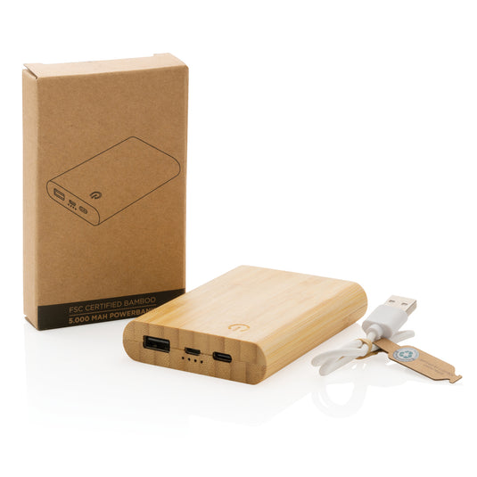 Bamboo 5.000 mAh powerbank - Custom Wood Designs