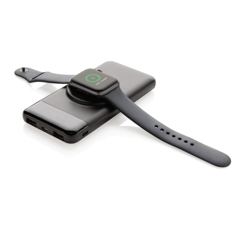 Load image into Gallery viewer, 10.000 mah wireless powerbank with watch charger - Custom Wood Designs
