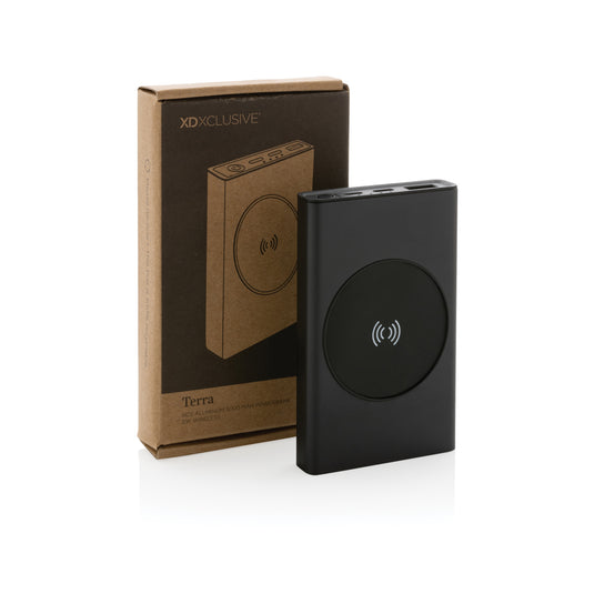 Terra RCS recycled aluminium 5000 mAh powerbank 5W wireless - Custom Wood Designs