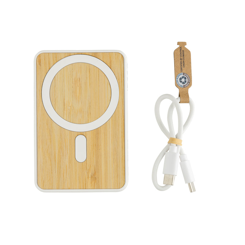 Load image into Gallery viewer, Zen RCS rplastic 5000 mah 5W magnetic bamboo powerbank - Custom Wood Designs
