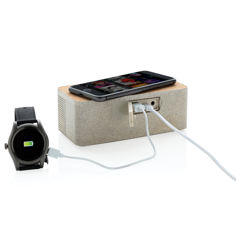 Load image into Gallery viewer, Wheatstraw wireless charging speaker - Custom Wood Designs
