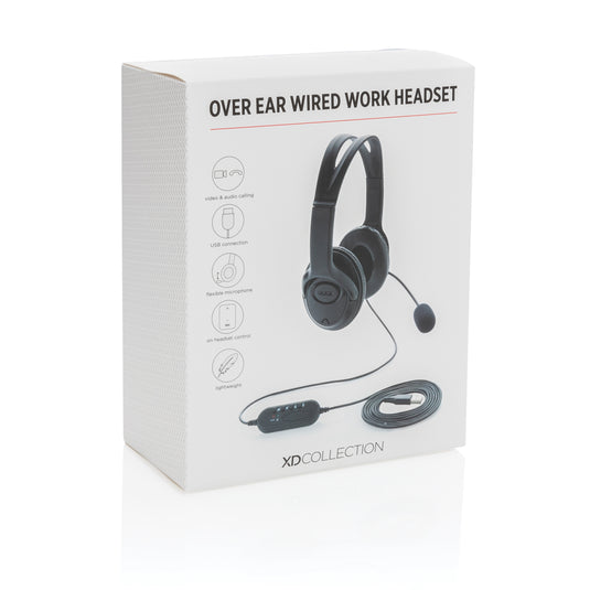 Over ear wired work headset - Custom Wood Designs