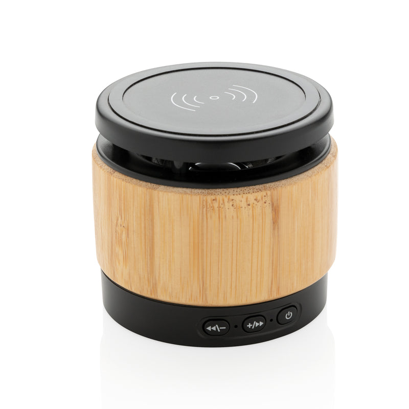 Load image into Gallery viewer, Bamboo wireless charger speaker - Custom Wood Designs
