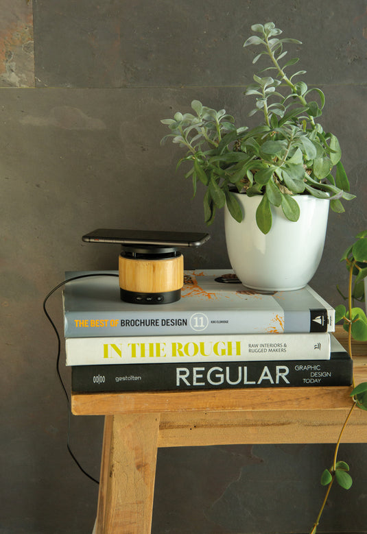 Bamboo wireless charger speaker - Custom Wood Designs