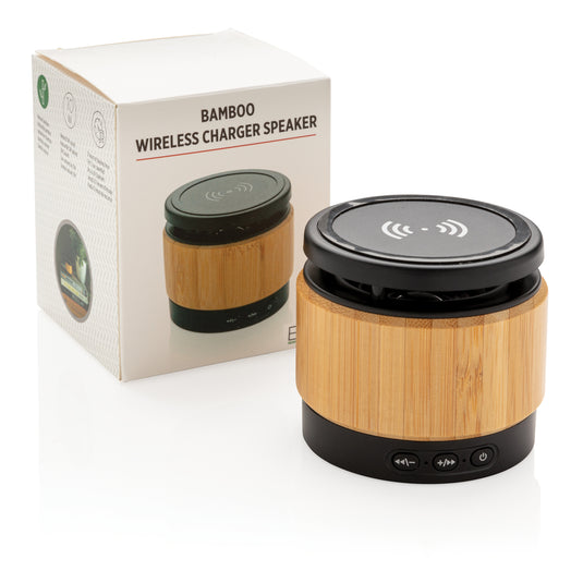 Bamboo wireless charger speaker - Custom Wood Designs