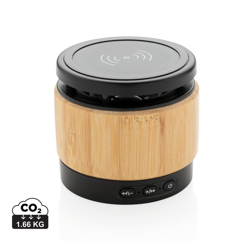 Load image into Gallery viewer, Bamboo wireless charger speaker - Custom Wood Designs
