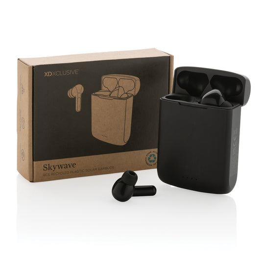 Skywave RCS recycled plastic solar earbuds - Custom Wood Designs