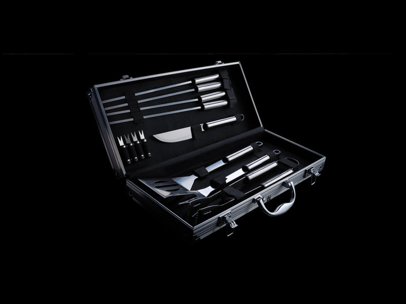 Load image into Gallery viewer, 12 pcs barbecue set in aluminium box - Custom Wood Designs
