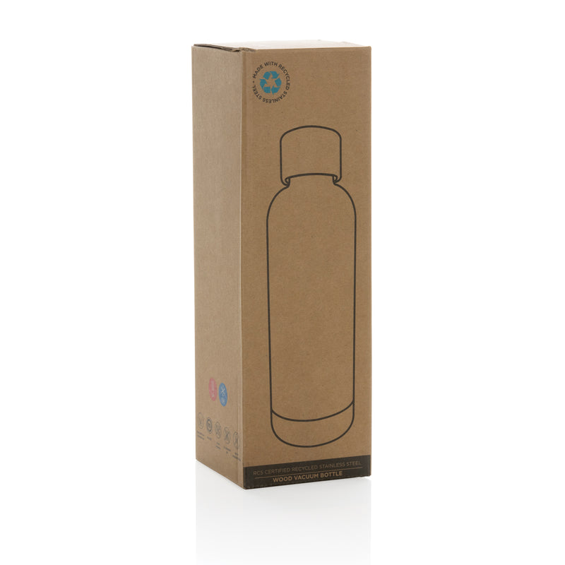 Load image into Gallery viewer, Wood RCS certified recycled stainless steel vacuum bottle - Custom Wood Designs
