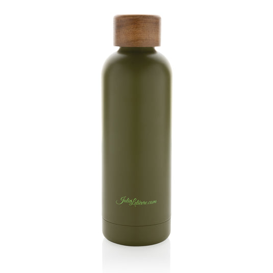 Wood RCS certified recycled stainless steel vacuum bottle - Custom Wood Designs