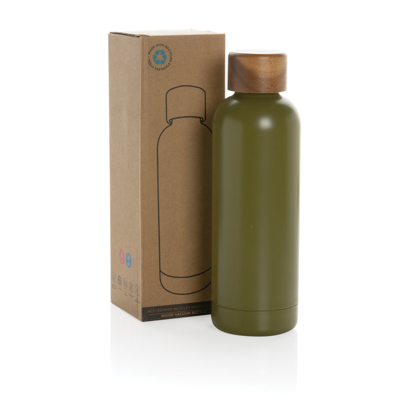Load image into Gallery viewer, Wood RCS certified recycled stainless steel vacuum bottle - Custom Wood Designs
