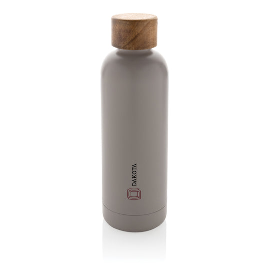 Wood RCS certified recycled stainless steel vacuum bottle - Custom Wood Designs