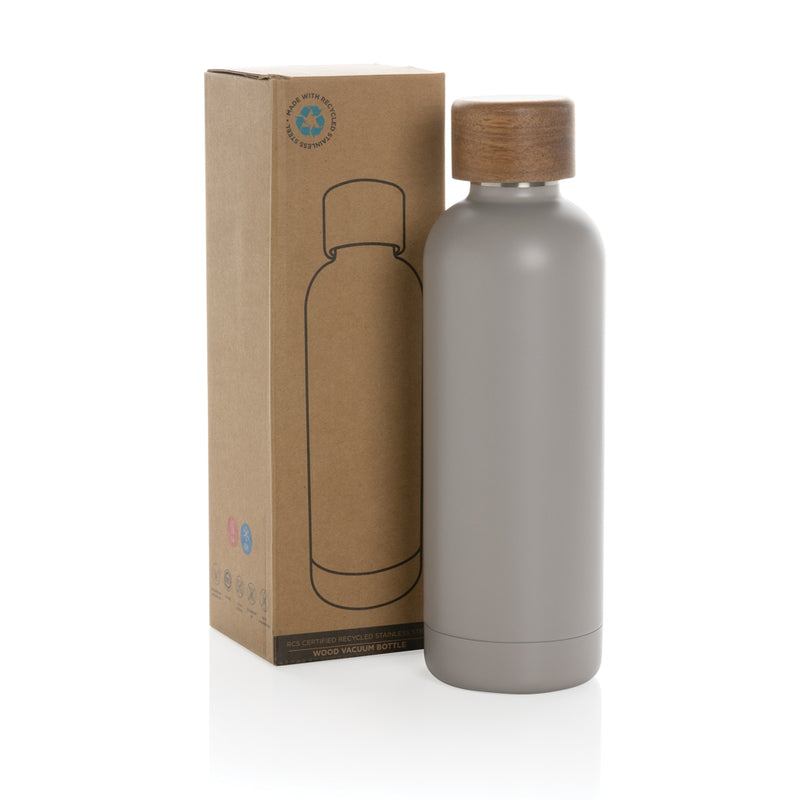 Load image into Gallery viewer, Wood RCS certified recycled stainless steel vacuum bottle - Custom Wood Designs
