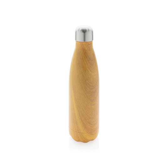 Vacuum insulated stainless steel bottle with wood print - Custom Wood Designs