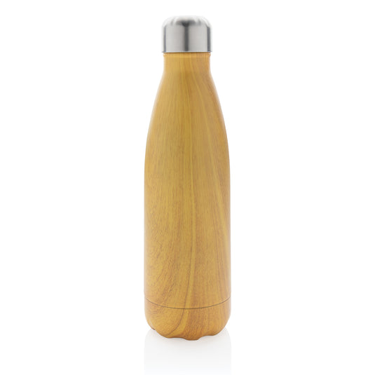 Vacuum insulated stainless steel bottle with wood print - Custom Wood Designs