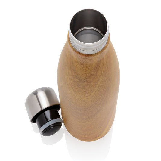 Vacuum insulated stainless steel bottle with wood print - Custom Wood Designs
