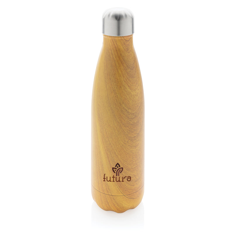 Load image into Gallery viewer, Vacuum insulated stainless steel bottle with wood print - Custom Wood Designs
