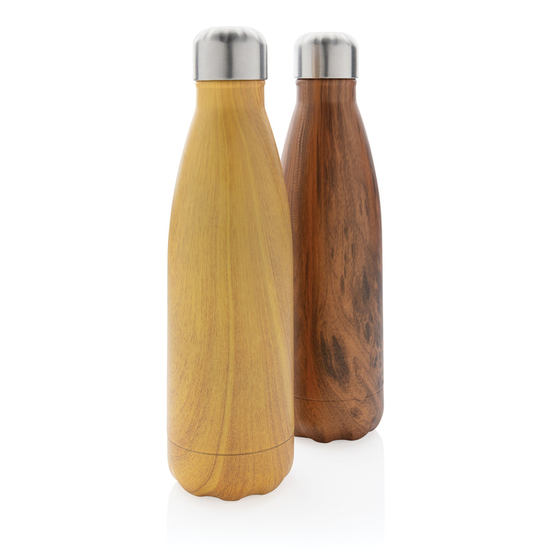 Load image into Gallery viewer, Vacuum insulated stainless steel bottle with wood print - Custom Wood Designs
