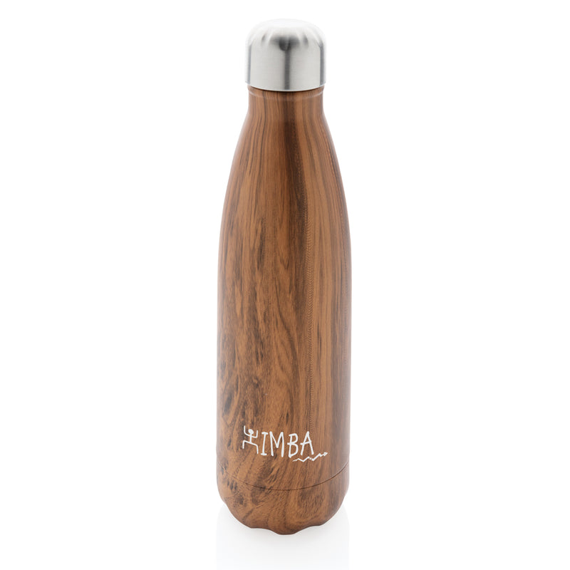 Load image into Gallery viewer, Vacuum insulated stainless steel bottle with wood print - Custom Wood Designs
