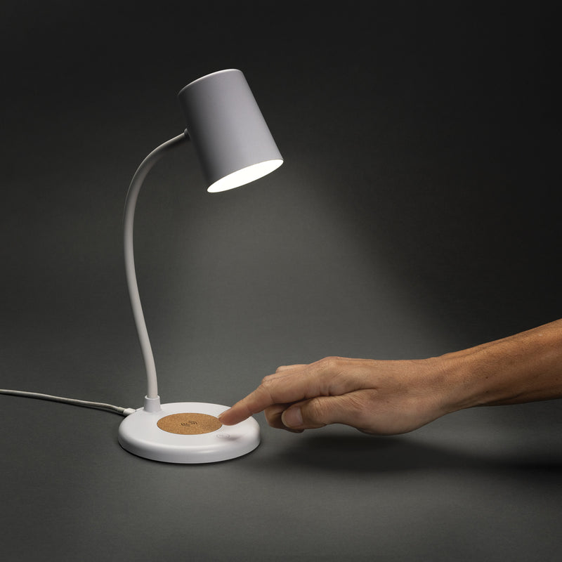 Load image into Gallery viewer, Zenara RCS recycled plastic and cork 15W wireless desk lamp - Custom Wood Designs

