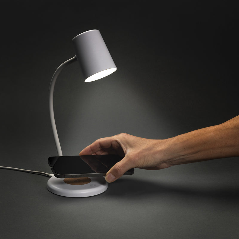 Load image into Gallery viewer, Zenara RCS recycled plastic and cork 15W wireless desk lamp - Custom Wood Designs
