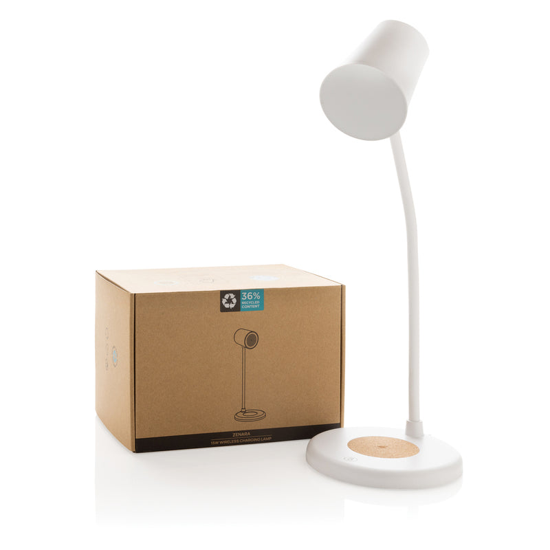 Load image into Gallery viewer, Zenara RCS recycled plastic and cork 15W wireless desk lamp - Custom Wood Designs
