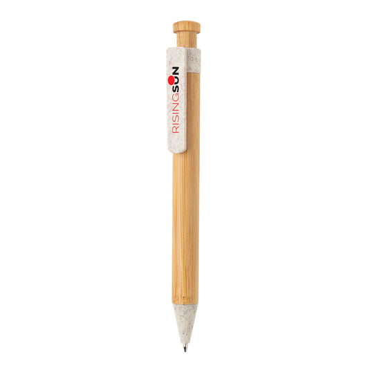Bamboo pen with wheatstraw clip - Custom Wood Designs
