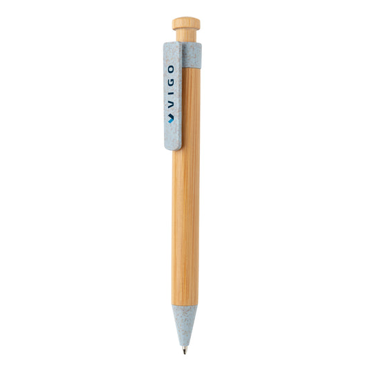 Bamboo pen with wheatstraw clip - Custom Wood Designs
