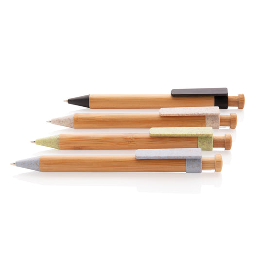 Bamboo pen with wheatstraw clip - Custom Wood Designs