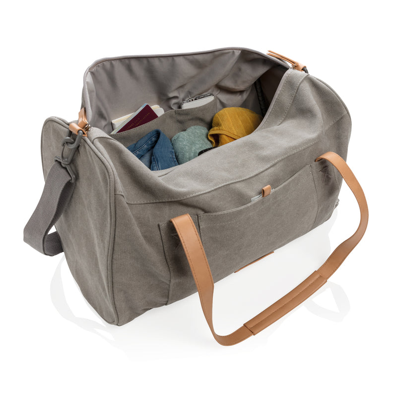 Load image into Gallery viewer, Canvas travel/weekend bag PVC free - Custom Wood Designs
