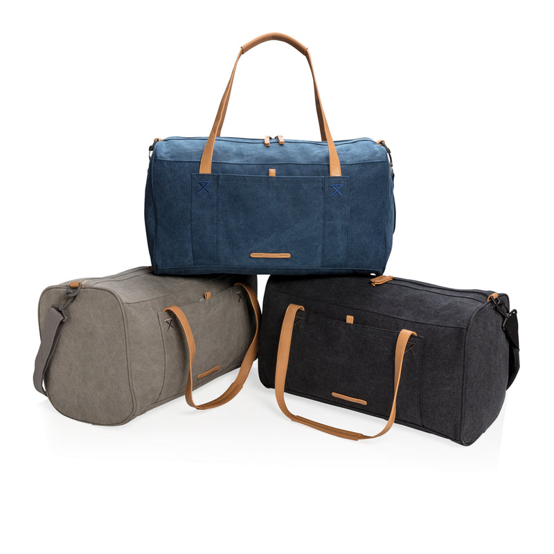 Load image into Gallery viewer, Canvas travel/weekend bag PVC free - Custom Wood Designs
