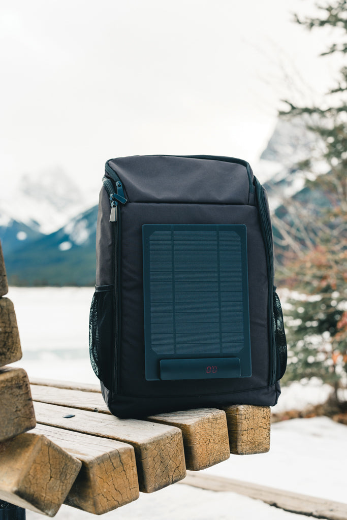 Load image into Gallery viewer, RPET deluxe backpack with 5W solar panel - Custom Wood Designs
