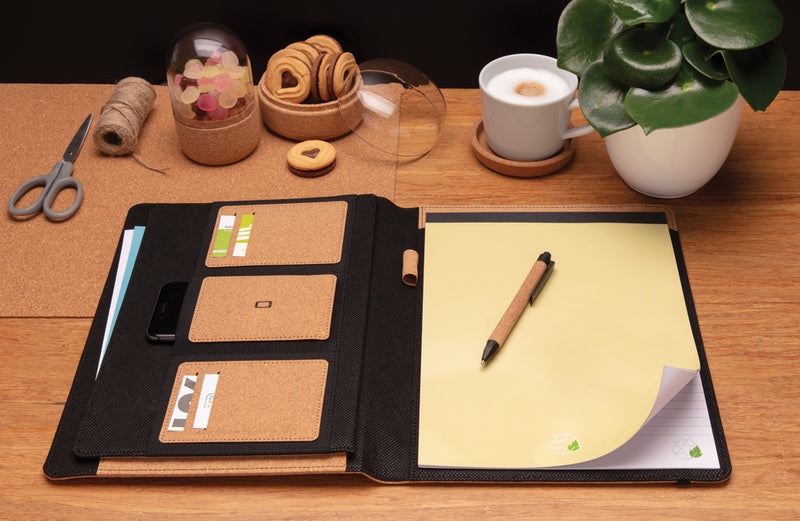 Load image into Gallery viewer, Deluxe cork portfolio A4 with pen - Custom Wood Designs
