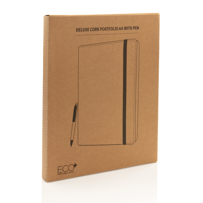 Load image into Gallery viewer, Deluxe cork portfolio A4 with pen - Custom Wood Designs
