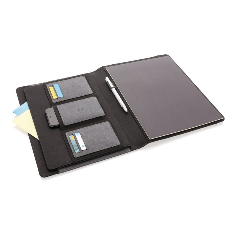Load image into Gallery viewer, Recycled leather A4 portfolio - Custom Wood Designs
