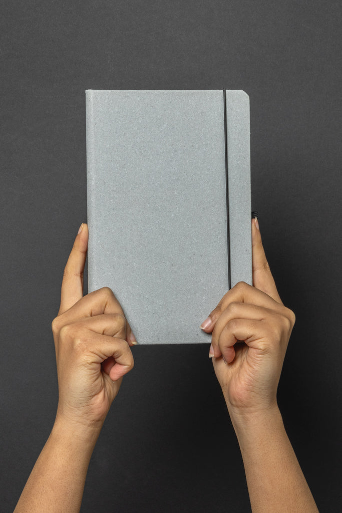 Load image into Gallery viewer, GRS Recycled leather hardcover notebook A5 - Custom Wood Designs
