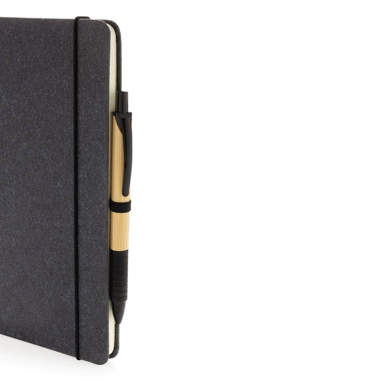 Load image into Gallery viewer, GRS Recycled leather hardcover notebook A5 - Custom Wood Designs
