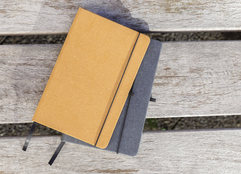 Load image into Gallery viewer, GRS Recycled leather hardcover notebook A5 - Custom Wood Designs

