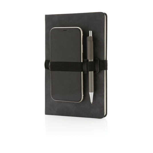 Deluxe hardcover PU notebook A5 with phone and pen holder - Custom Wood Designs