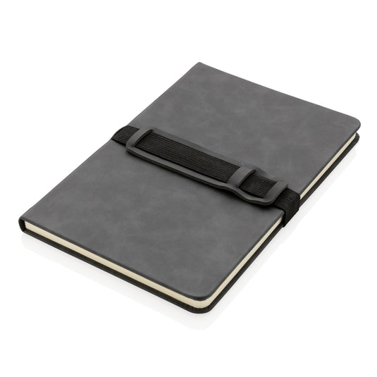 Deluxe hardcover PU notebook A5 with phone and pen holder - Custom Wood Designs