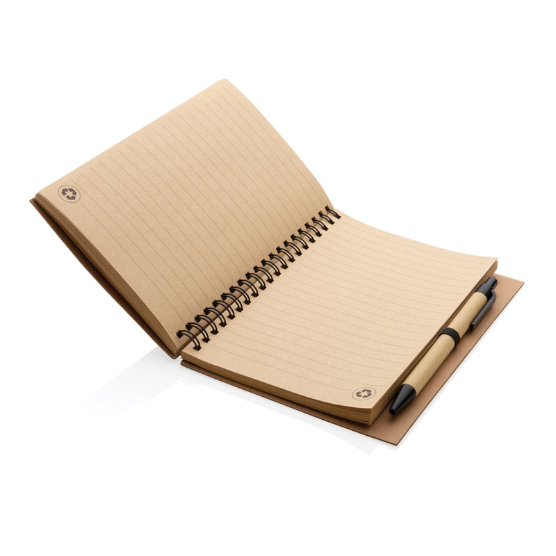 Load image into Gallery viewer, Kraft spiral notebook with pen - Custom Wood Designs
