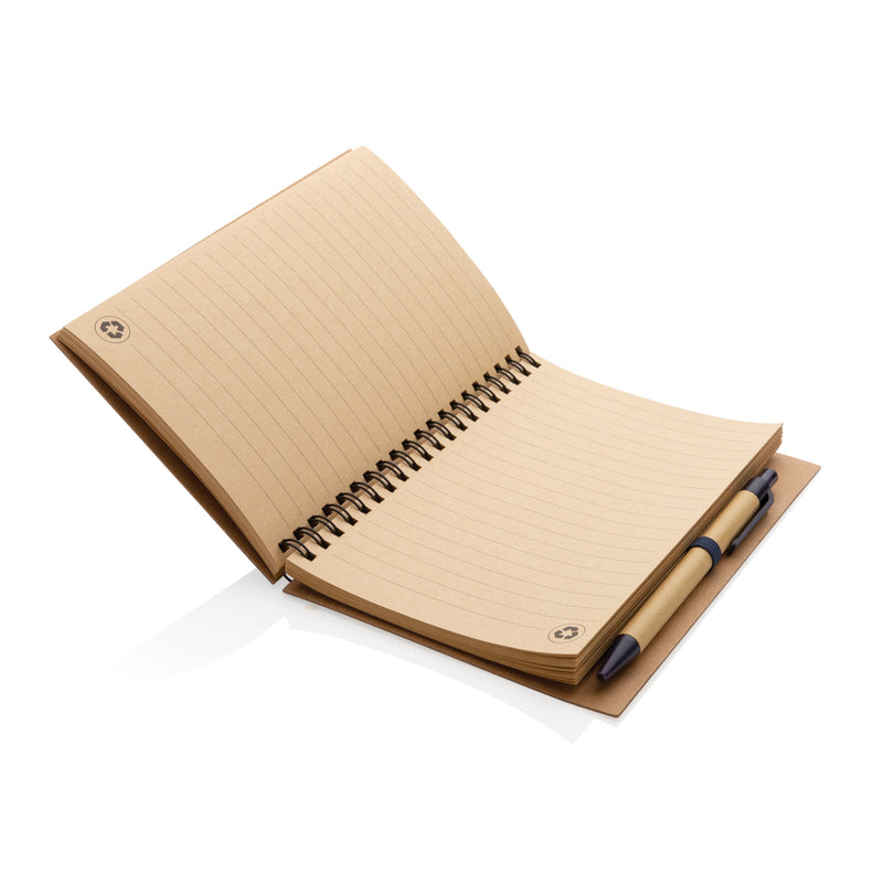 Load image into Gallery viewer, Kraft spiral notebook with pen - Custom Wood Designs
