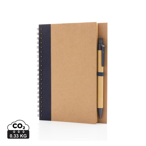 Kraft spiral notebook with pen - Custom Wood Designs