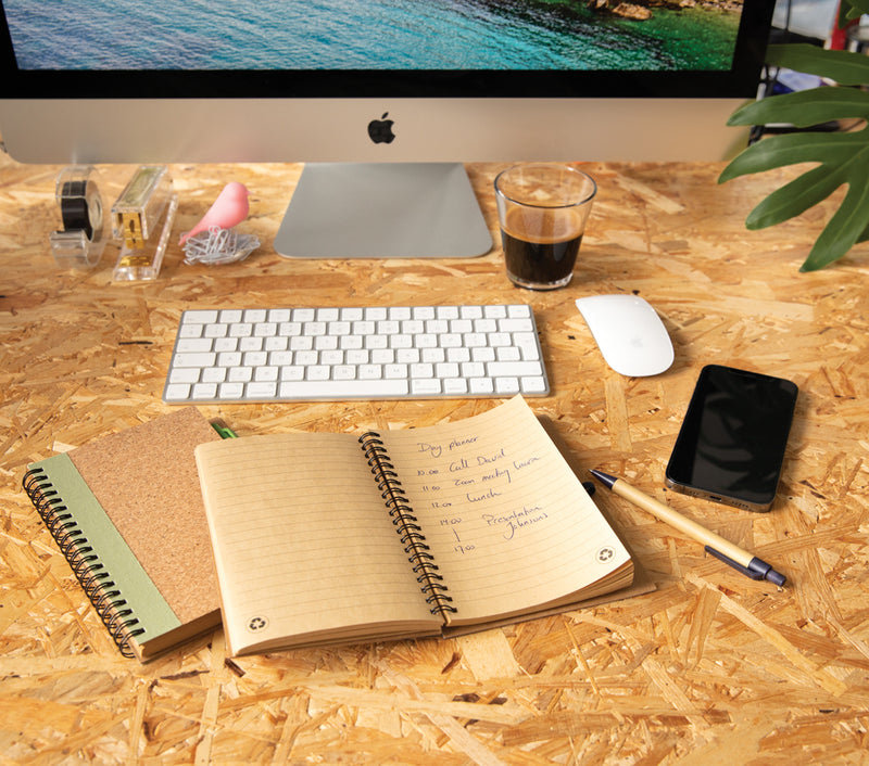 Load image into Gallery viewer, Cork spiral notebook with pen - Custom Wood Designs
