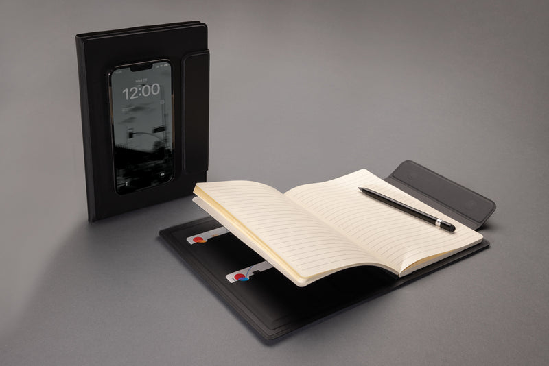 Load image into Gallery viewer, Stuart RCS certified RPU magnetic A5 portfolio - Custom Wood Designs
